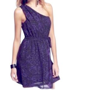 EXPRESS One Shoulder Purple Black Dress Size Small